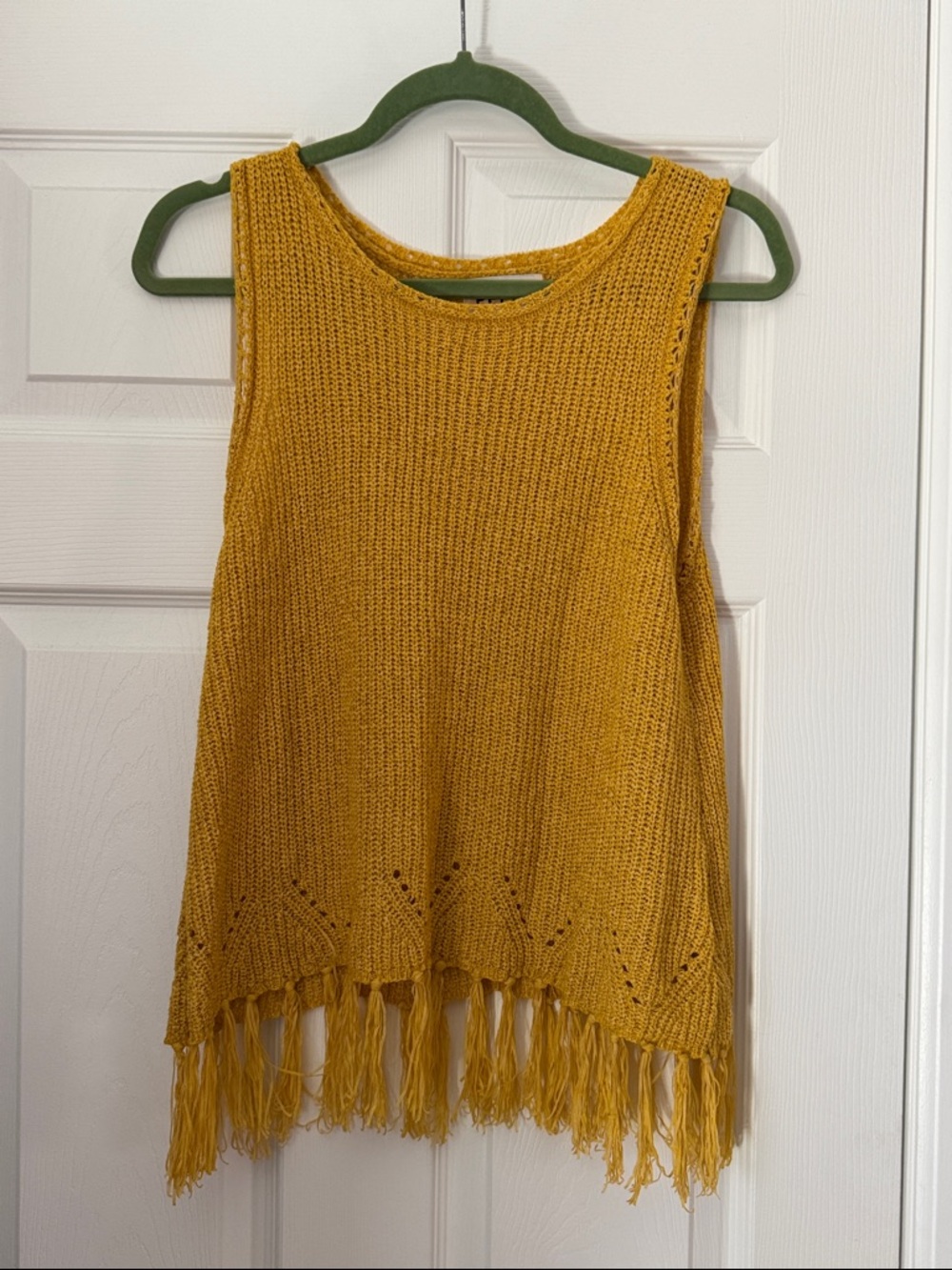 Pepin Golden Yellow Knit Fringe Tank